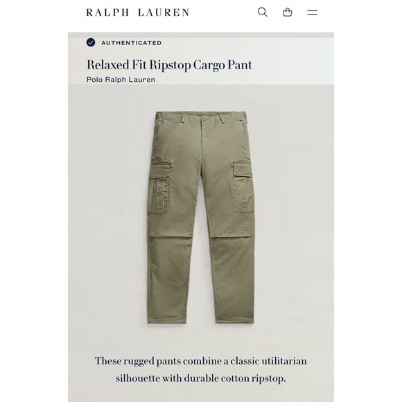 Polo Ralph Lauren Utility Surplus Cargo Pants Mens 34x32 Relaxed Fit Ripstop New - Picture 7 of 7